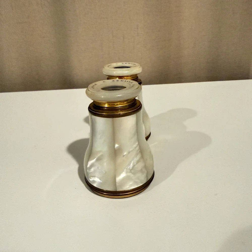 Antique‎ Lemaire Fabricant Paris Mother of Pearl Brass Opera Glasses Binoculars
